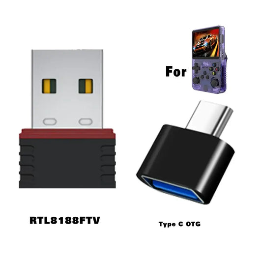 WiFi Dongle (RTL8188FTV) + Type-C OTG Adapter for R36S/R36H - Miyoo Mini V2