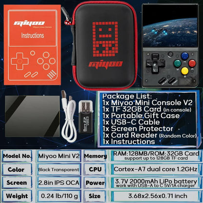 Miyoo Mini V2 Handheld Retro Game Console Transparent - Miyoo Mini V2