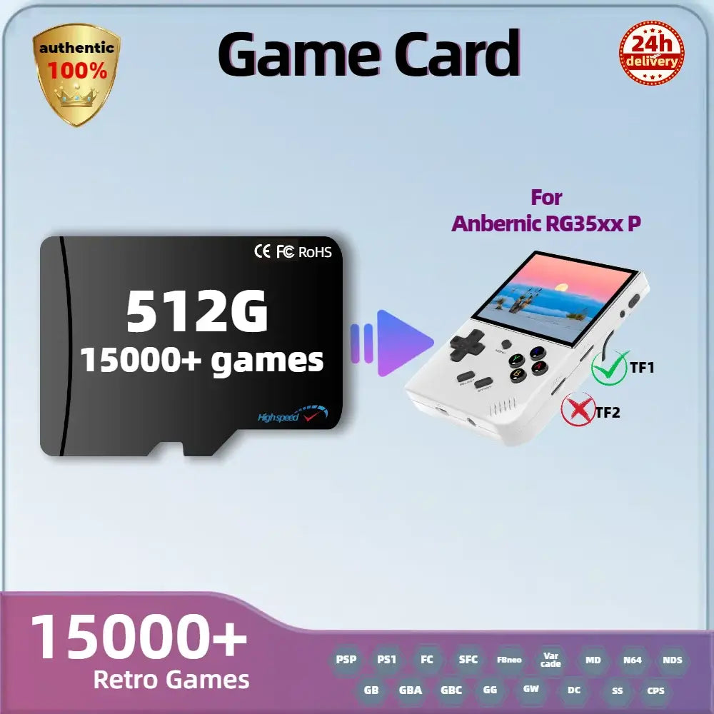 Game Card For R36H  Plug&play Pre-install Retro Games PSP PS1 SD Memory TF H-Speed 1TB 512G 256G 128G - Miyoo Mini V2