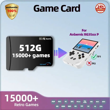 Game Card For R36H  Plug&play Pre-install Retro Games PSP PS1 SD Memory TF H-Speed 1TB 512G 256G 128G - Miyoo Mini V2