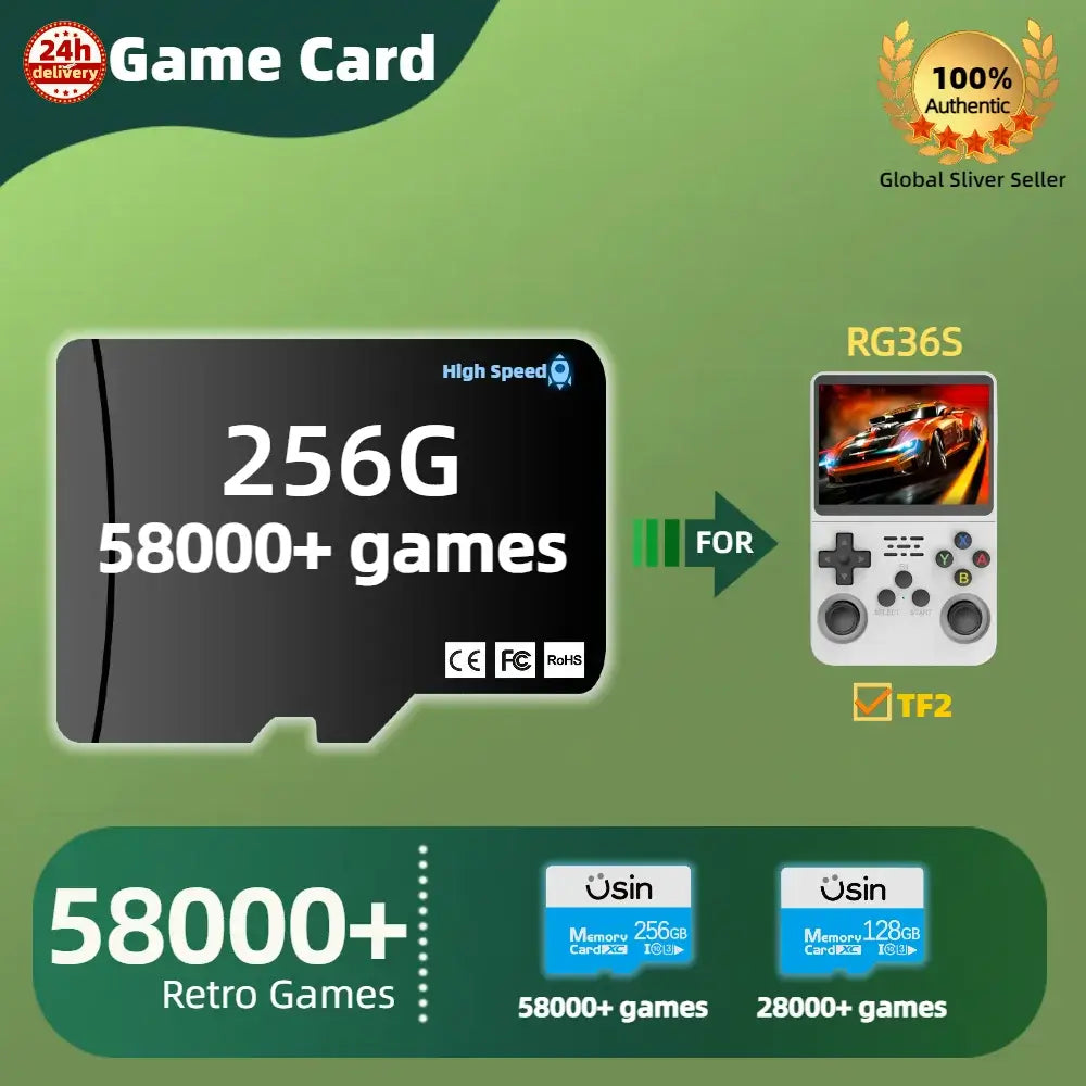 Game Card For R36H  Plug&play Pre-install Retro Games PSP PS1 SD Memory TF H-Speed 1TB 512G 256G 128G - Miyoo Mini V2