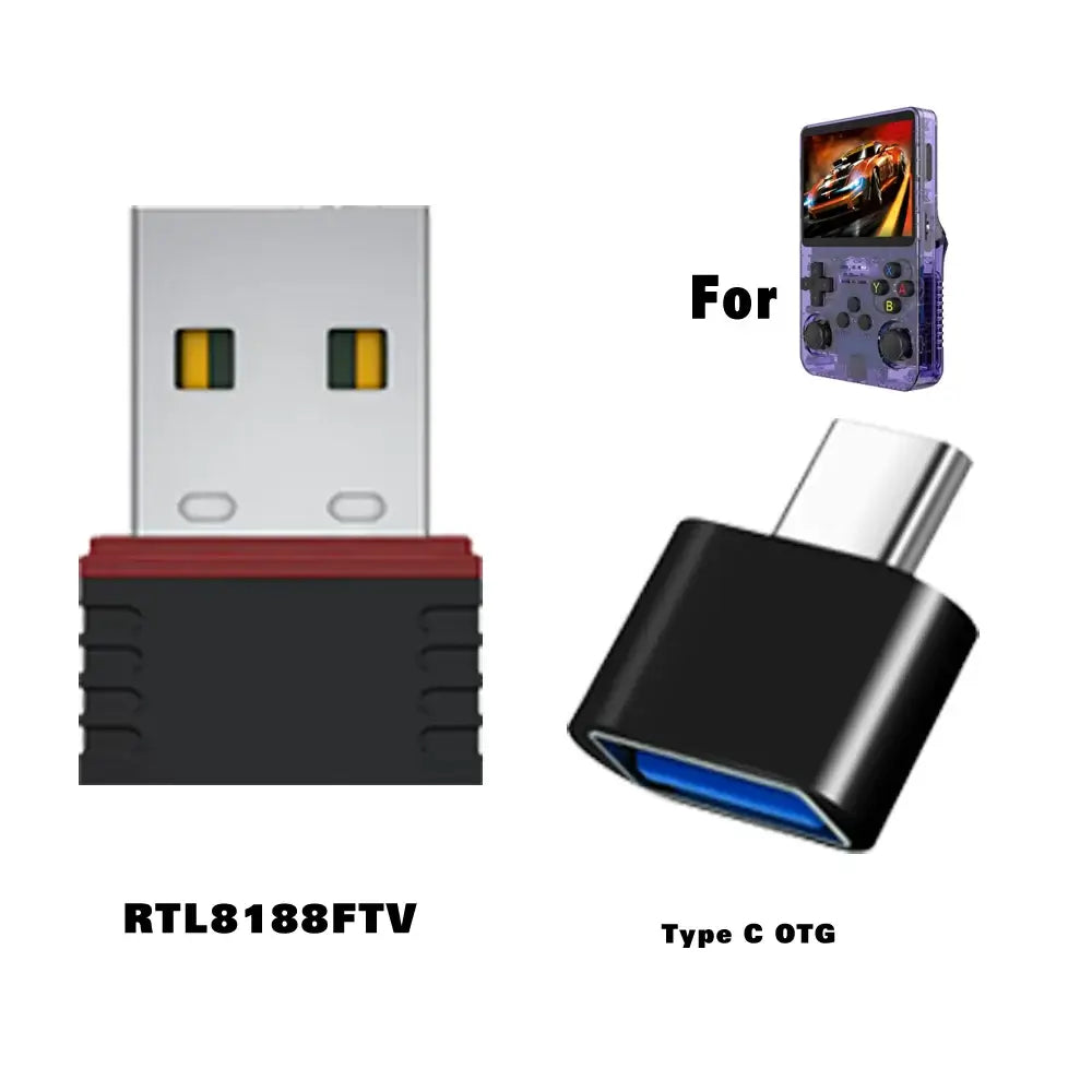 WiFi Dongle (RTL8188FTV) + Type-C OTG Adapter for R36S/R36H - Miyoo Mini V2