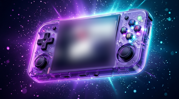 Illustration of a horizontal retro handheld